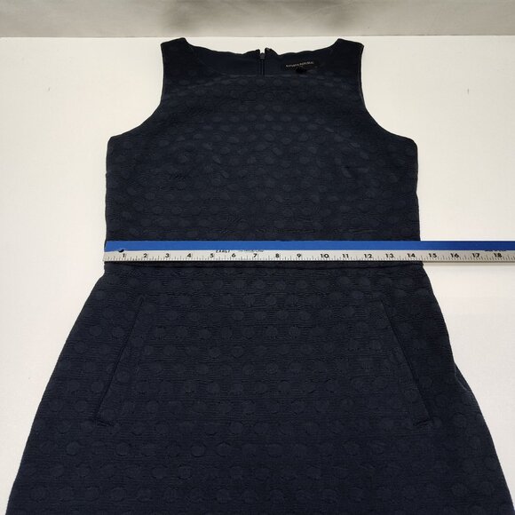 Banana Republic Jacquard Sheath Dress Size 4 Sleeveless Knee Length Lined Navy - Picture 12 of 14